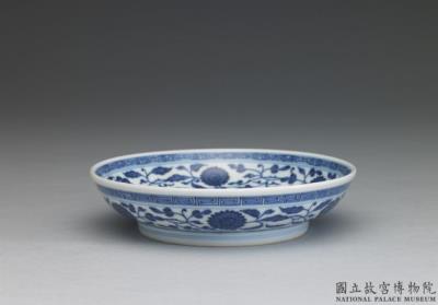 图片[2]-Dish with Indian lotus scrolls in underglaze blue, Qing dynasty, Qianlong reign (1736-1795)-China Archive